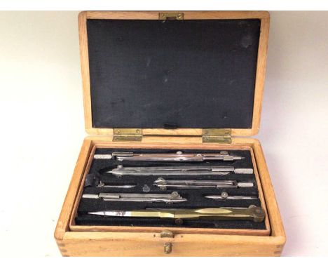 VINTAGE DRAFTSMAN SET, AND OTHER ITEMS  the set incomplete and cased, along with another set, various tools and a small woode