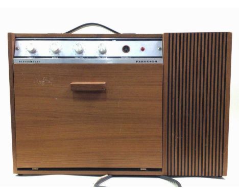 FERGUSON STEREO MINOR RECORD PLAYER, in teak case, with detachable speaker