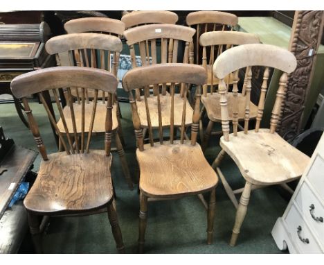 Set of 9 stick back kitchen chairs