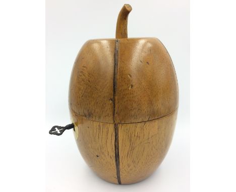 Georgian style fruitwood tea caddy in the form of a melon 