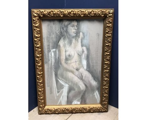 Hamer Earl C20th pastel portrait of a seated nude female in gilt frame 57.5 x 36cm 