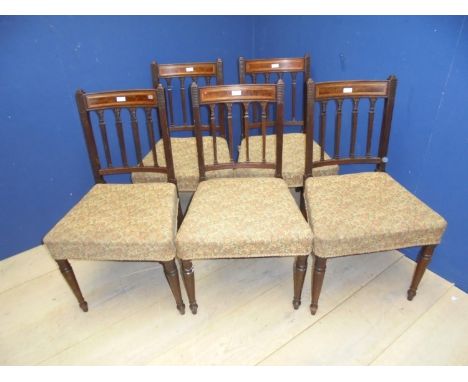 5 C19th  square stick backed chairs 