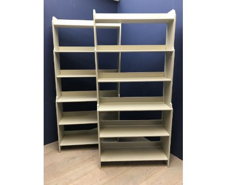 Two cream Ikea shelf units, 200cmH 