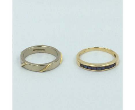 9ct Gem set ring & 18ct gold twist ring size K 