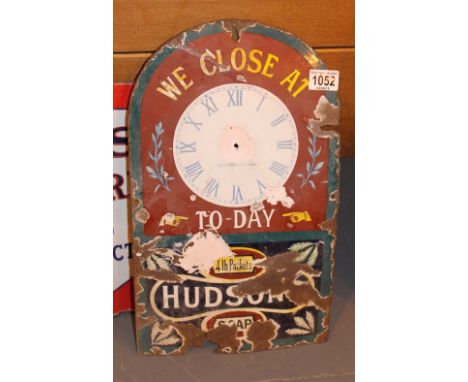 Original Hudsons Soap clock enamel sign