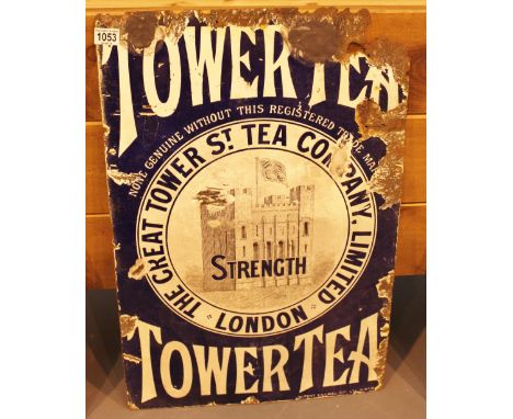 Original enamel Tower Tea sign with image of castle
