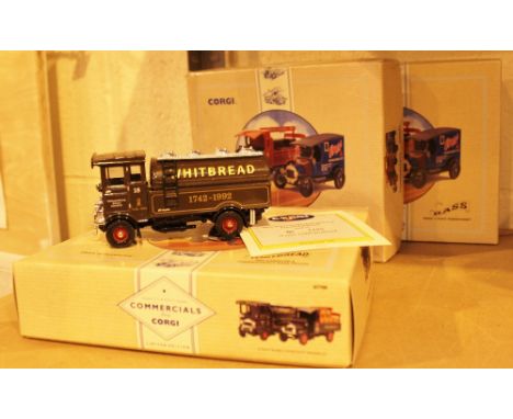 Three sets of Corgi vintage boxed brewery wagons and vehicles