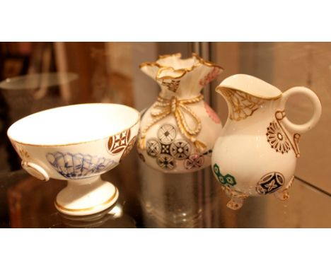 Worcester late 19thC three pieces of ceramic in an aesthetic design