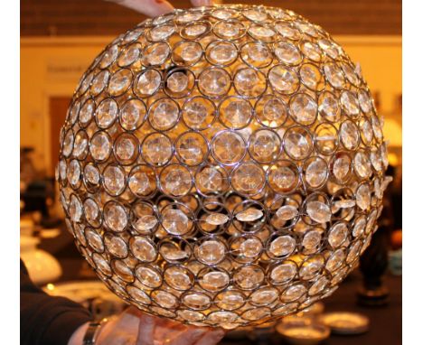 Large stainless steel and glass droplet circular ceiling light shade