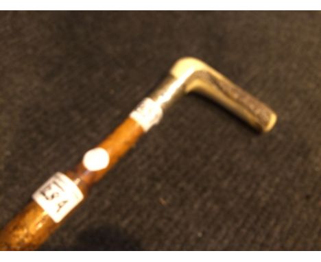 Horn and white metal mounted walking stick