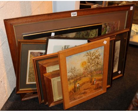 Quantity of mixed media pictures all framed and mostly glazed