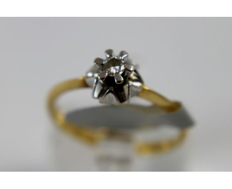 18 ct vintage diamond solitaire ring, size K