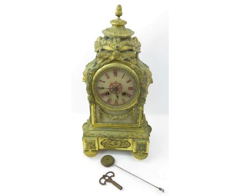 A 19th century mantel clock by Gay Vicarino, Paris in decorative cast brass case 37cm high