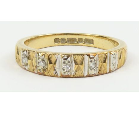 A 9ct gold diamond half eternity ring, finger size M, 2.6g gross
