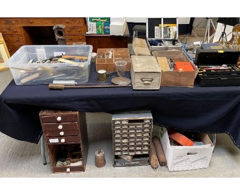 A large collection of clocks and watch tools, parts and accessories  