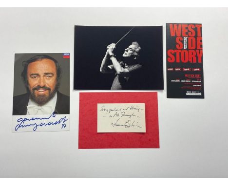 Autograph - Leonard Bernstein - American Composer &amp; Conductor - card, signed in fountain pen, together with a photograph 