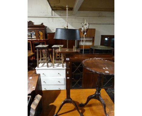     A Mahogany Telescopic Reading Lamp On Tripod Base                               