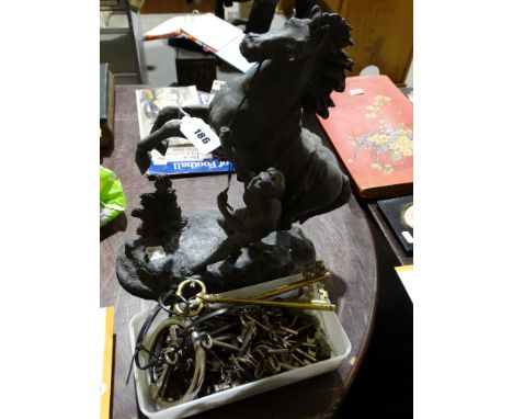     A Spelter Marli Horse & Attendant, Together With A Quantity Of Vintage & Other Keys                                      