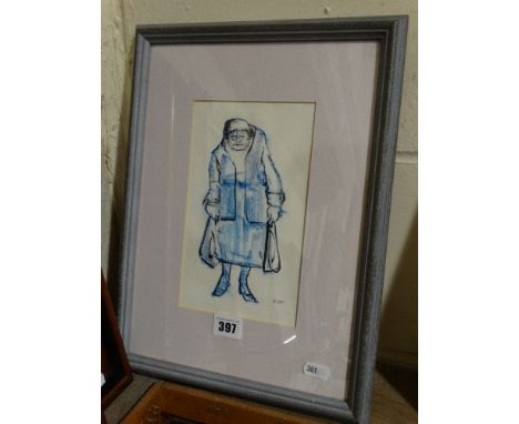     Karel Lek, Watercolour Portrait Study Of An Elderly Lady, Signed                