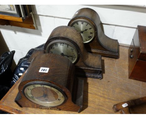     Three Early 20th Century, Polished Mantel Clocks                                