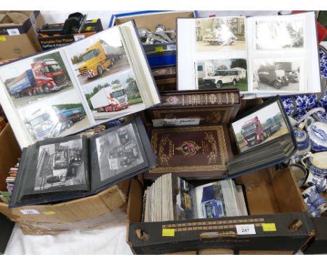 Collection of photographs in album, transport wagons, haulage vehicles, lorries, classic cars etc