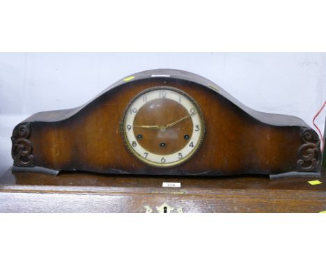Long wooden mantel clock, 72 cm