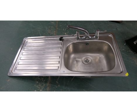 Metal sink with mixer tap