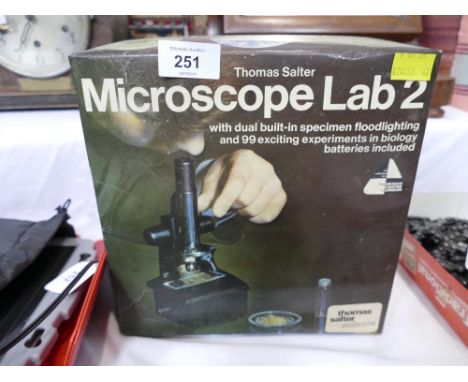 Boxed Thomas Salter microscope Lab II