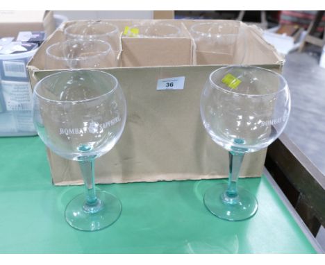 Boxed set of six Bombay Sapphire gin glasses