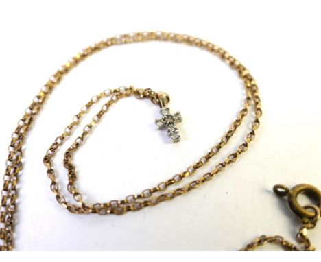 9 ct gold chain with crucifix, weight +/- 3 grams
