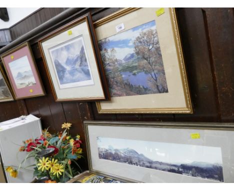 Four local pictures and prints, limited edition print by Albert Rosser of Ennerdale Lake and Pillar Rock