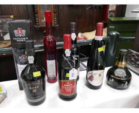 Eight bottles of alcohol - boxed Taylors Vintage Port 2010, Dow's Christmas Reserve Port, Blandy's Madeira, Cockburns port et