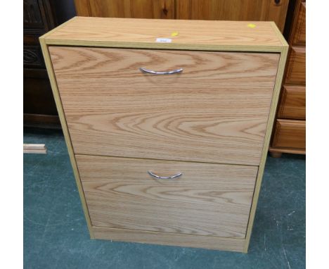 Oak effect shoe storage unit