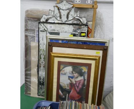 Quantity of mirrors, pictures, prints, tapestry frame etc