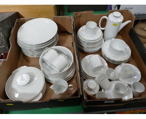 Two boxes of Thomas of Germany white and gilt coffee and diner service