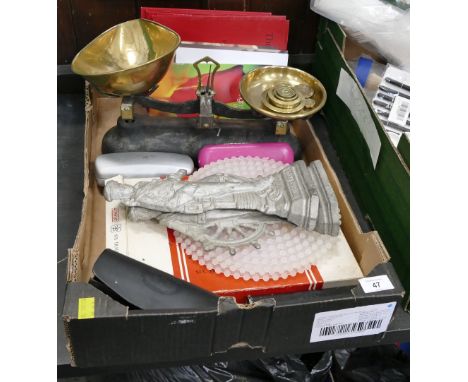 Brass and metal scales, Royal Opera programme books, place mats, glasses cases etc