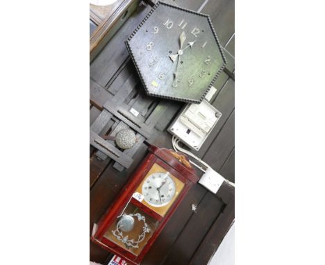 Oak wall clock with beaded detail and Chinese wall clock