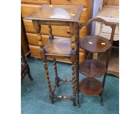 Oak two tier plant stand and cake stand