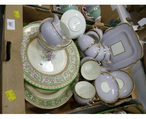 Vintage Paragon lilac and gold tea set and quantity of Minton floral patterned plates