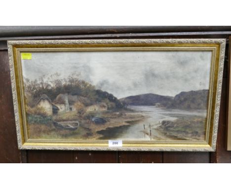 Indistinctly signed oil painting , rural stream