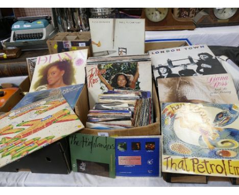 Box of vinyl LP's and singles, Diana Ross, The Osmonds, Rod Stewart, Blondie etc