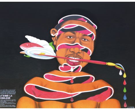 2004 "J'aime la color" / Cheri Samba / Acrylic and glitter on canvas - Certificate attached - Sizes: 144 x 114,5cm - Weight (