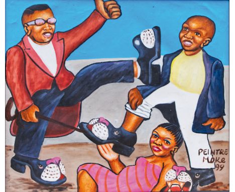 1999 “Sape” / Moke / Acrylic on canvas - Attested by Moke Fils - Sizes: 78 x 68cm - Weight (K): 2.9kg - Condition: Good condi