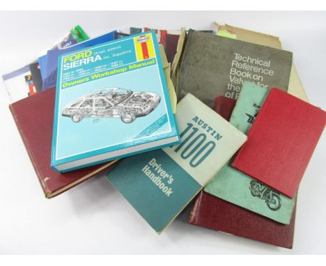 An Odhams Motor Manual and Road Atlas of Great Britain, Ford Sierra manual and sundry books on motoring and motor racing.