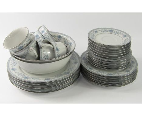 A Noritake porcelain part dinner and tea service, decorated in the Blue Hill pattern, comprising a pair of open vegetable dis