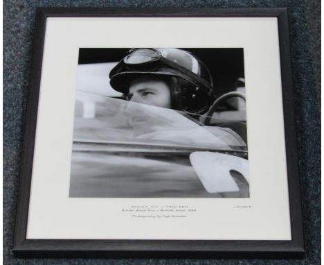 A Jarrotts motoring print of Graham Hill - Team BRM, British Grand Prix - Brands Hatch 1968, photograph by Nigel Snowdon, 28c