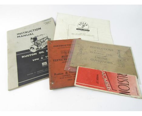 Instructions for Standard Pickering type high speed Engine Governors, Ruston Oil Engine Instruction Manual, and other Ruston 