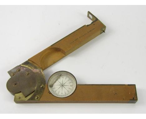 A 19thC boxwood and brass inclinometer by Apps, 433 Strand, London, with spirit level and compass, 16.5cm long.