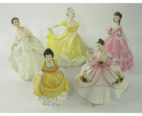 Royal Doulton figures, comprising Ninette HN2379, Shall We Dance, Coralie, and Carol HN2961, together with a Royal Worcester 