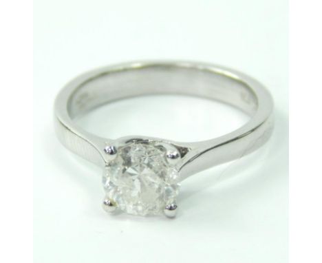 An 18ct white gold and diamond solitaire ring, claw set, approx 1ct, size K/L, 4.2g.